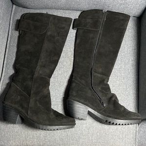 Fly London Yulo Suede Wedge Heels Knee High Boots Size 39 (8.5 med)